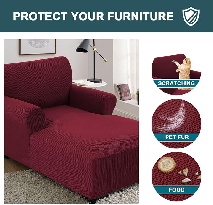 FantasDecor Chaise Lounge Cover Stretch Chair Lattice Slipcover - Image 5