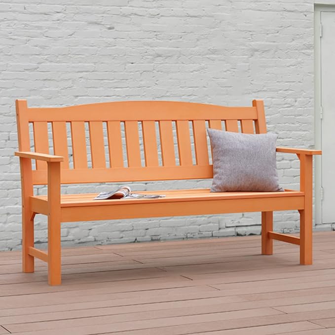 Psilvam 3-Person Outdoor Memorial Bench, All-Weather Poly Lumber Garden Bench - Image 2