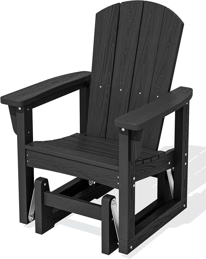 SERWALL Outdoor Glider Chair, HDPE Patio Glider Rocker All-Weather Porch Glider by SERWALL