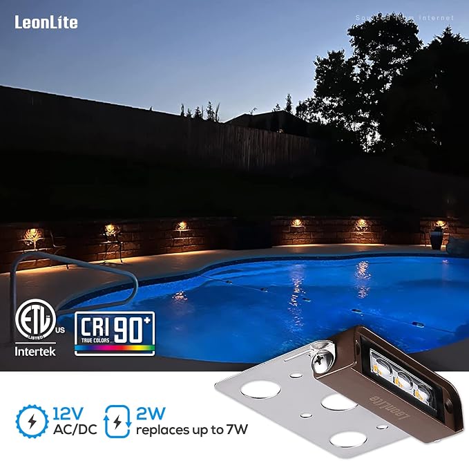 LEONLITE 8-Pack Premium Series 4 Inch 2W LED Retaining Wall Lights Swivel - Image 3