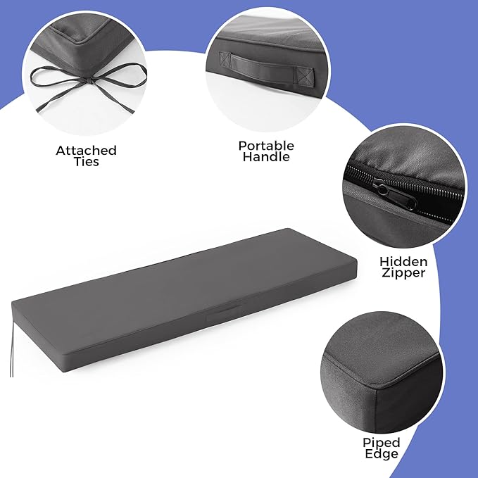 Outdoor Bench Cushions for Outdoor Furniture, Waterproof Bench Pillow, Fade - Image 4
