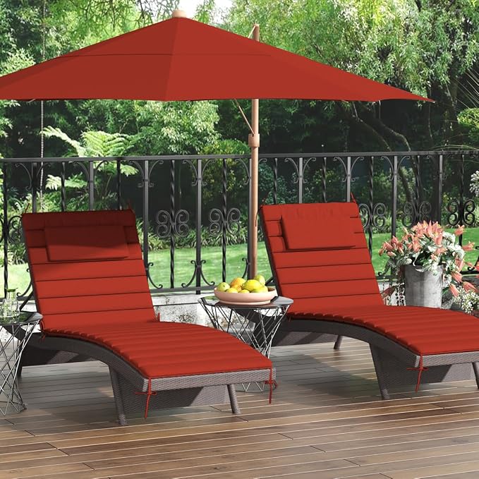 Sundale Outdoor Olefin Quilted Lounge Cushion Set of 2, Patio Foldable Chaise - Image 9