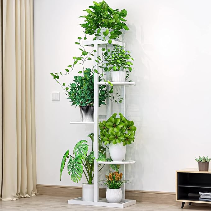 LINZINAR Plant Stand Metal 5 Tier 6 Potted Multiple Flower Pot Holder Shelf - Image 3