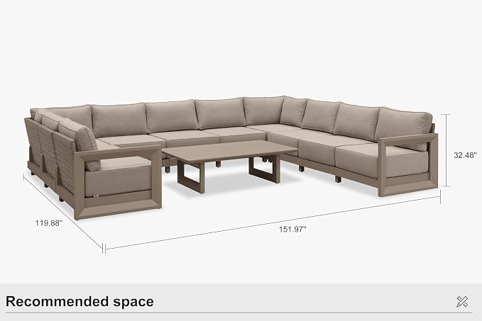 PURPLE LEAF Patio Furniture Set U-Shaped Outdoor Couch - Image 9
