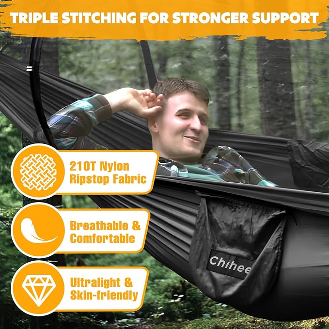 Chihee Ultra-Light Travel Camping Hammock Pop-up Net Hammock 660lbs Load - Image 2