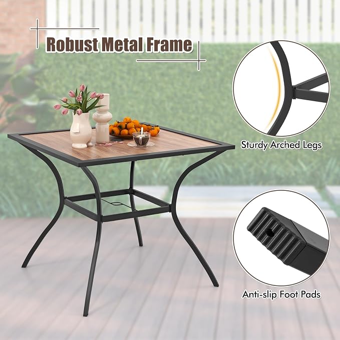 Tangkula Metal Square Patio Dining Table - Image 8