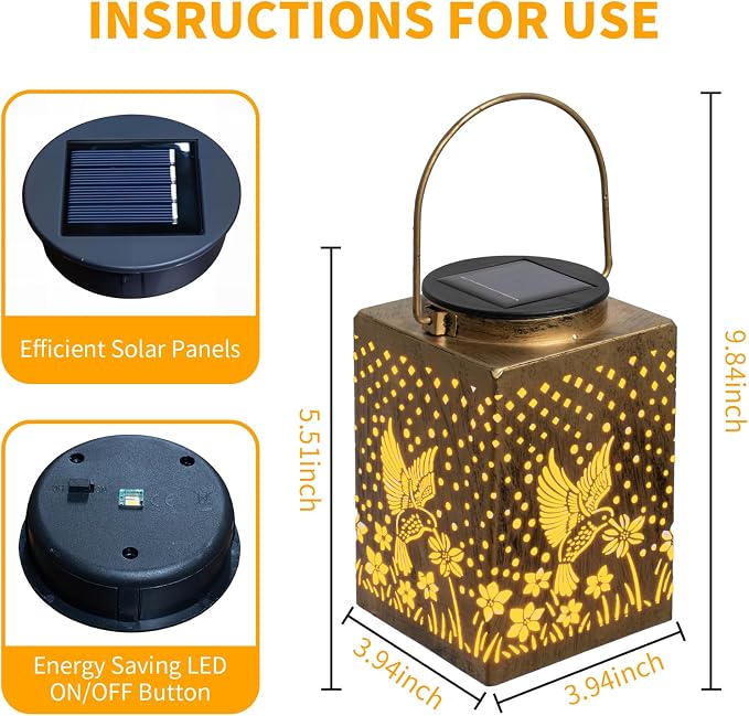 2 Pack Bronze Solar Lights Outdoor Waterproof Decorative - Image 4
