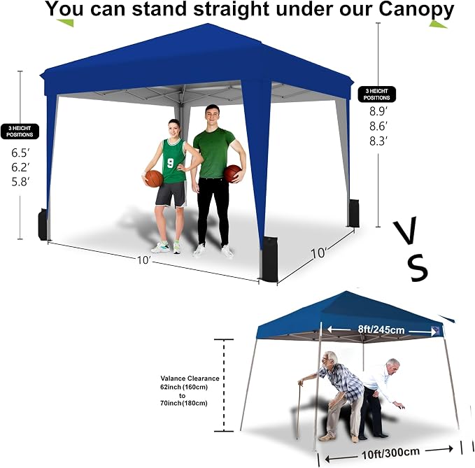 SANWAY 10x10 Pop up Canopy Tent, One-Button, Outdoor Instant Canopy Protable - Image 3