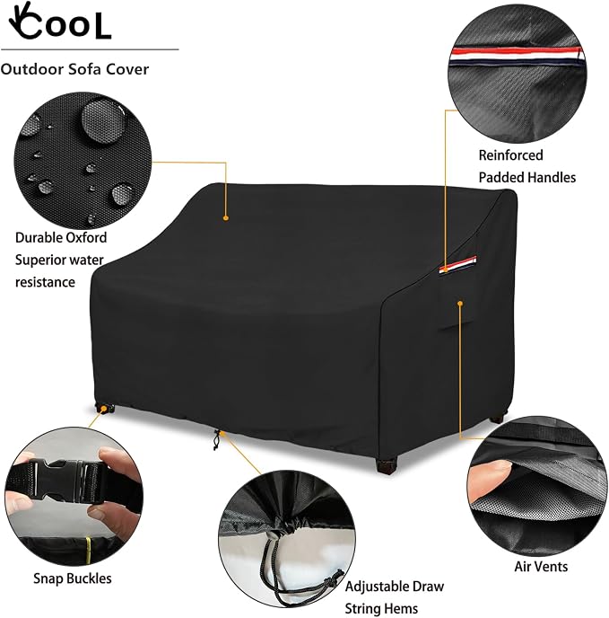 okcool Heavy Duty Patio Sofa Cover, 100% Waterproof 3-Seater Outdoor Sofa Cover - Image 3