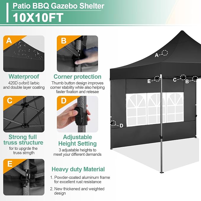 COBIZI 10x10 Pop Up Canopy Tent - Image 3
