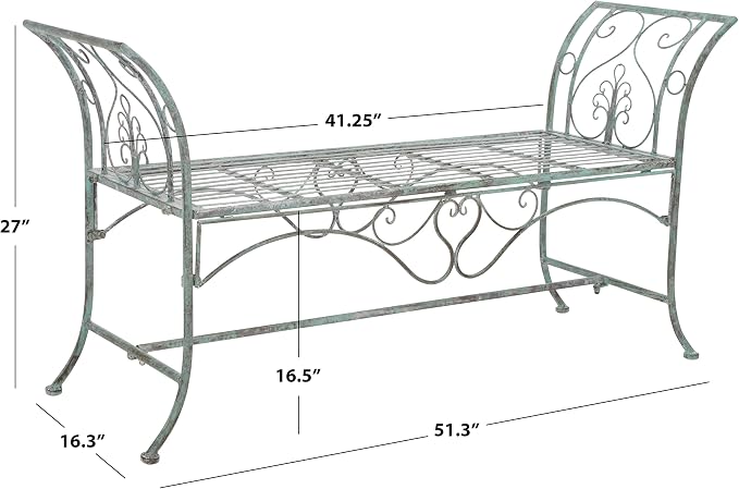 SAFAVIEH Outdoor Collection Adina Victorian Antique Dark Green Wrought Iron - Image 3