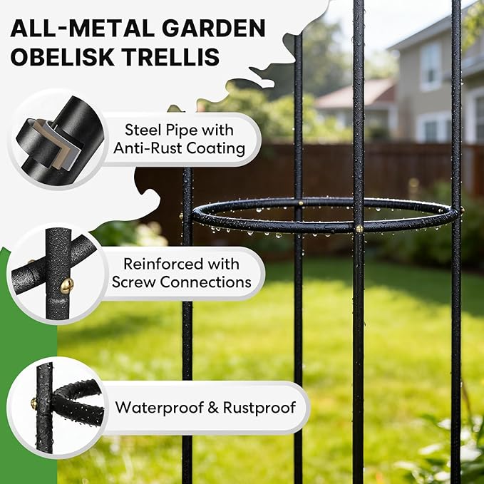 Metal Trellis for Climbing Plants Outdoor, 2026 Upgrade 100% Metal - Image 3
