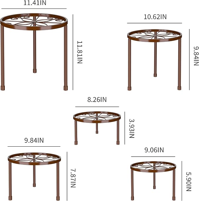 5-Pack Decent Metal Plant Stands, Heavy Duty Flower Pot Stands - Image 7