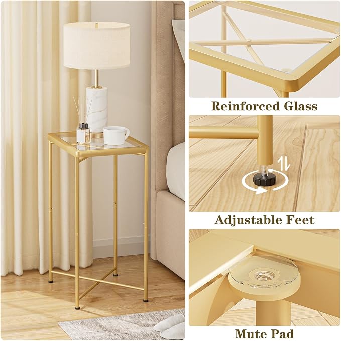 Garden 4 you Small Side Table, Glass End Table Set of 2, Mini Bedside Table - Image 9