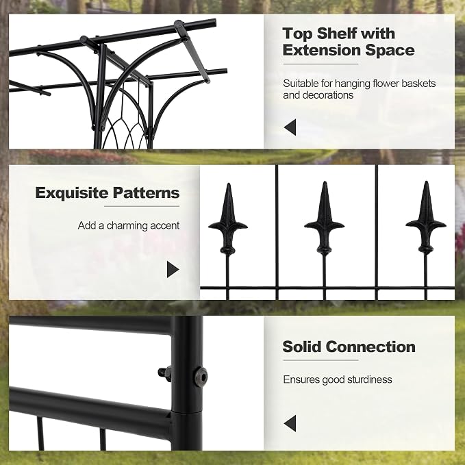 Tangkula 6.7 Ft Garden Arbor, Metal Arch - Image 6