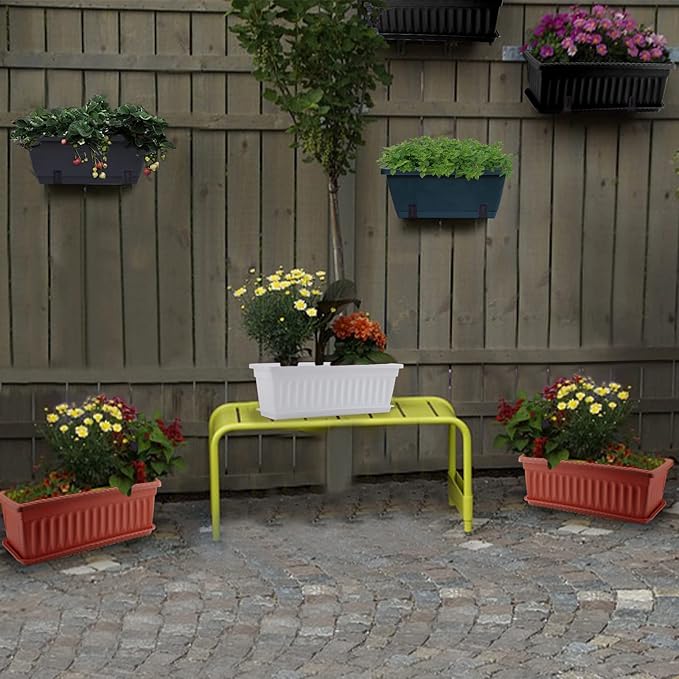 GREANER Plastic Flower Boxes Rectangle, 6 Pack Large Long Planter 16.9x7.48Inch - Image 7
