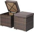 DORTALA Outdoor Storage Ottoman Wicker 2 Piece, Patio Ottomans PE Rattan Foot by DORTALA