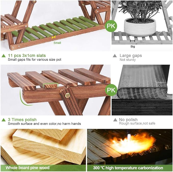 Wood Plant Stand Indoor, 6 Tiered Plant Shelf - Image 4