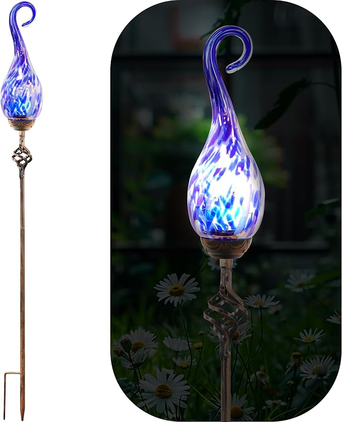 Garden Solar Lights Outdoor, Decorative LED Pearlized Glass Spiral Garden Stake by Unknown