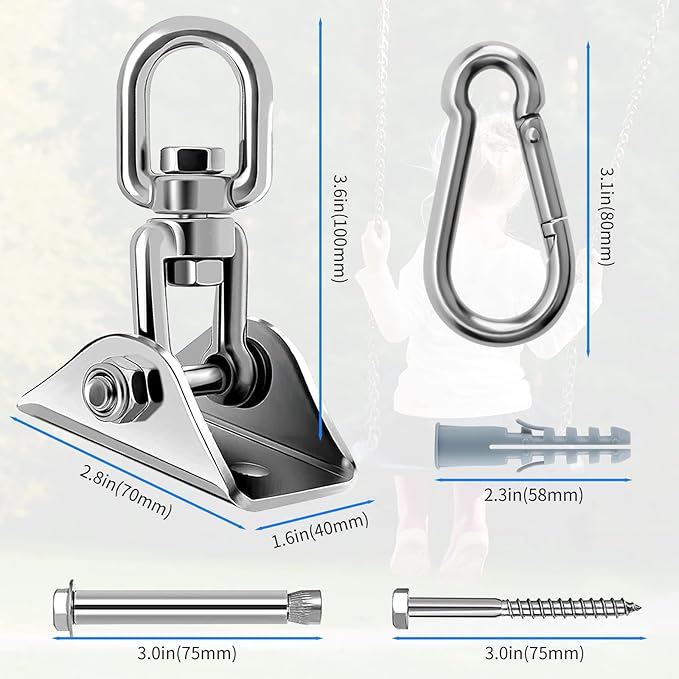 Hammock Hanging Kit with Swing Chain, Morzejar Stainless Steel 1000lb Heavy - Image 4