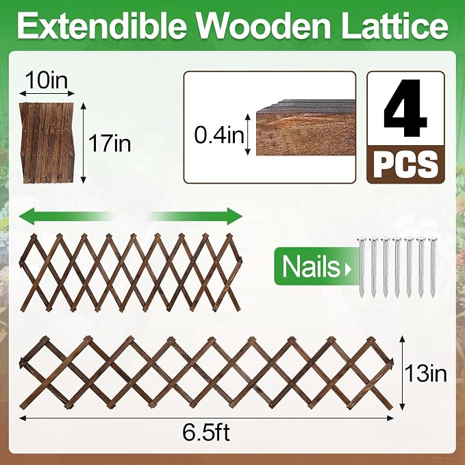Pack of 4 Extra Thick Wooden Wall Trellis - Image 4