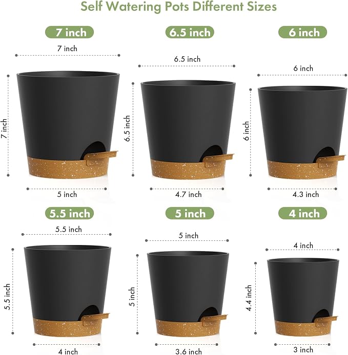7/6.5/6/5.5/5/4 inch Self Watering Pots - Image 2
