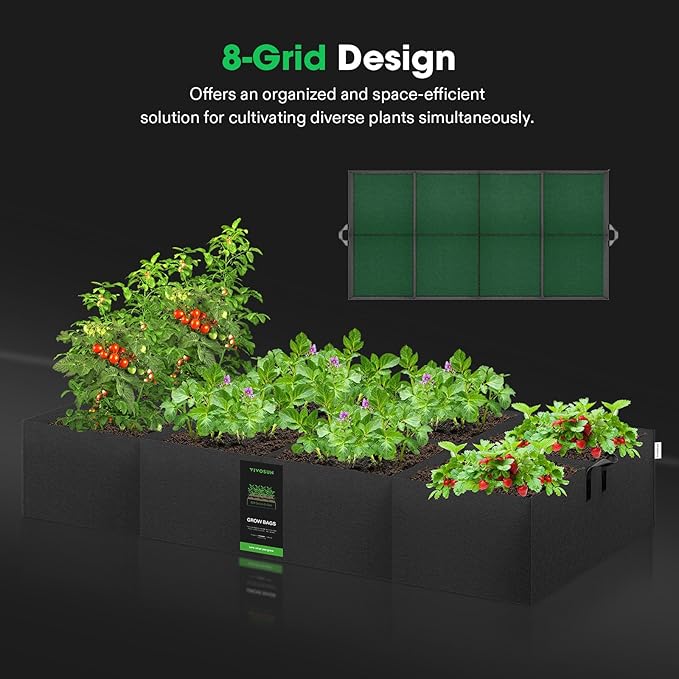 VIVOSUN 8-Grid 129 Gallon Plant Grow Bags, Large Fabric Raised Garden Bed - Image 5