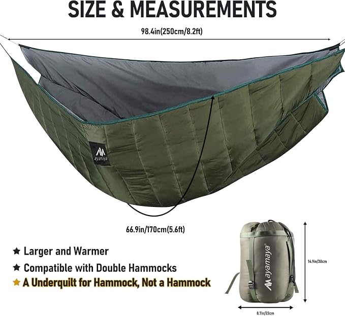 AYAMAYA Single & Double Hammock Underquilt Full Length Big Size Under Quilts - Image 4