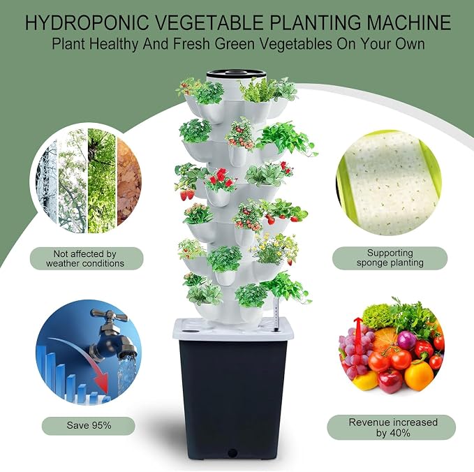 Hydroponics Tower Indoor Growing System Vertical Garden Planter Indoor Smart - Image 2