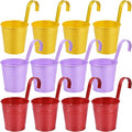 OBTANIM 12 Pack Metal Hanging Flower Pots Railing Planter Outdoor Fence Hanging by OBTANIM
