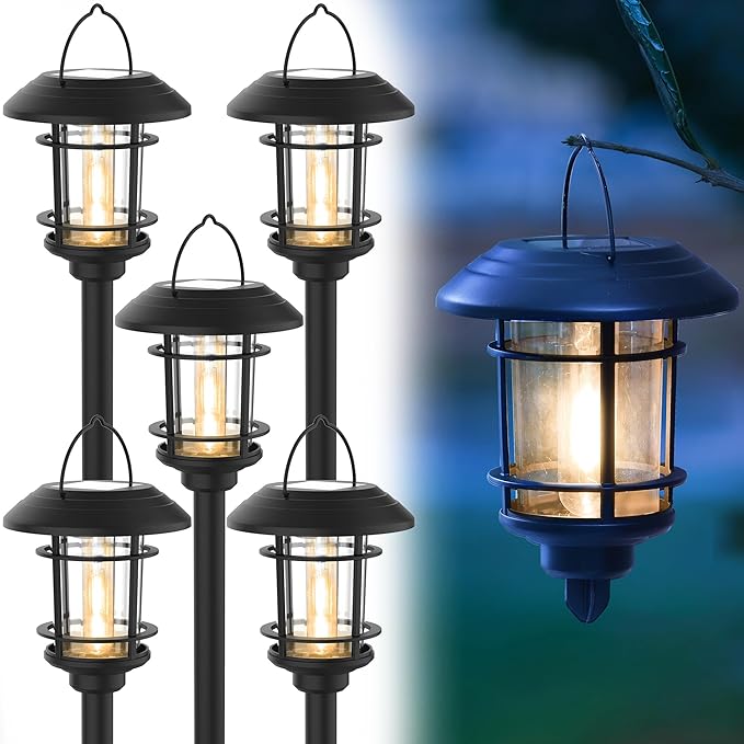 Dynaming 6 Pack Dual Use Solar Path Lights Outdoor, Hanging Lantern Solar by Dynaming