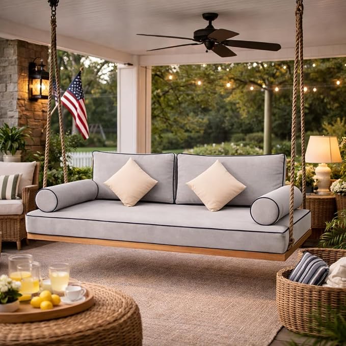 Outdoor Twin Daybed Cushion Set, 7-Piece Patio Swing Bed Mattress - Image 3