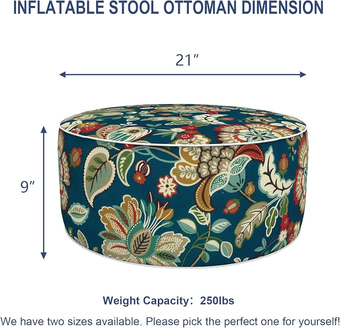 Patio Inflatable Ottoman, 21x9 Inch Portable Stool Ottoman - Image 2