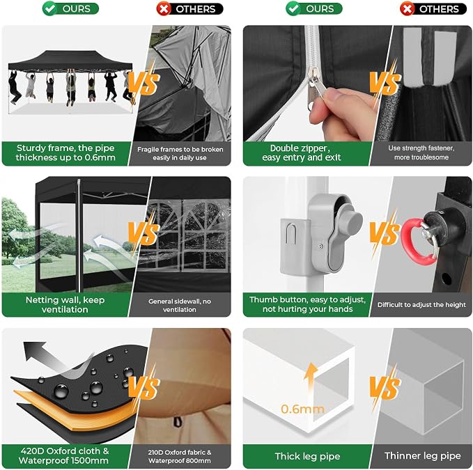 COBIZI 10x20 Heavy Duty Pop Up Canopy Tent - Image 4