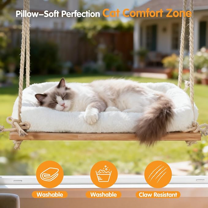 Cat Window Perch, Rustic Cat Hammock Bed - Image 5