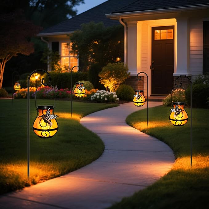 X-PREK 2 Pack Solar Lanterns Outdoor Waterproof Hummingbird Hanging Solar - Image 7