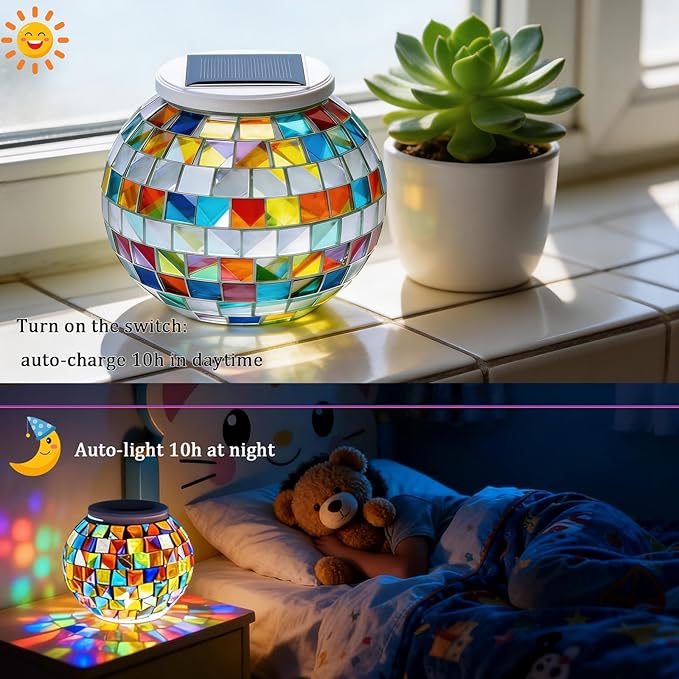 Aukora Color Changing Solar Powered Glass Ball Garden Lights, Table Lamps - Image 4