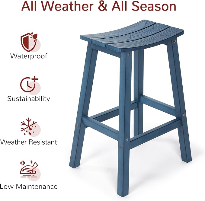 Stoog All-Weather Bar Stools Set of 4, Low Maintenance, - Image 4