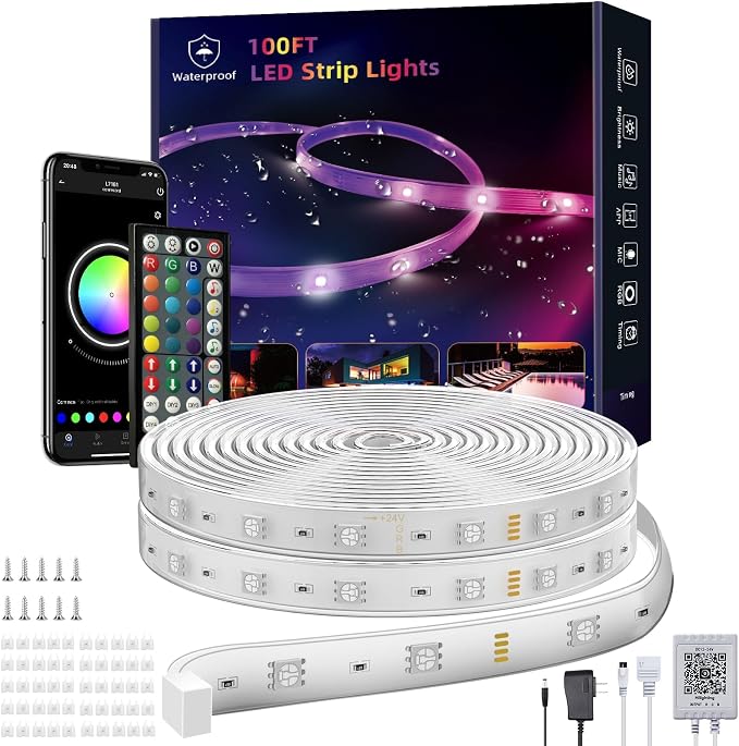 100ft Outdoor Led Strip Lights Waterproof, Ip68 Outside Led Light Strip by Ledagic