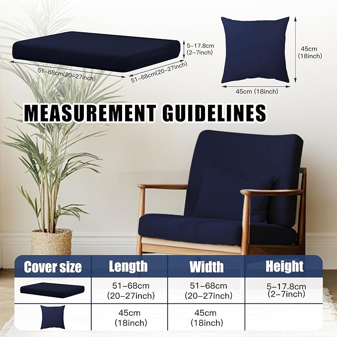 12-Piece Outdoor Cushion & Pillow Cover Set, 8 Seat Covers + 4 Pillow Covers - Image 2