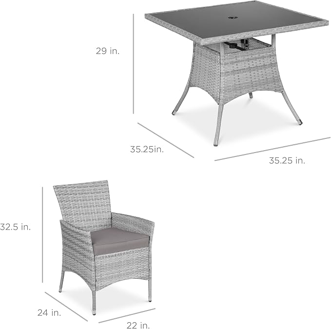 Best Choice Products 5-Piece Indoor Outdoor Wicker Dining Set Furniture - Image 7