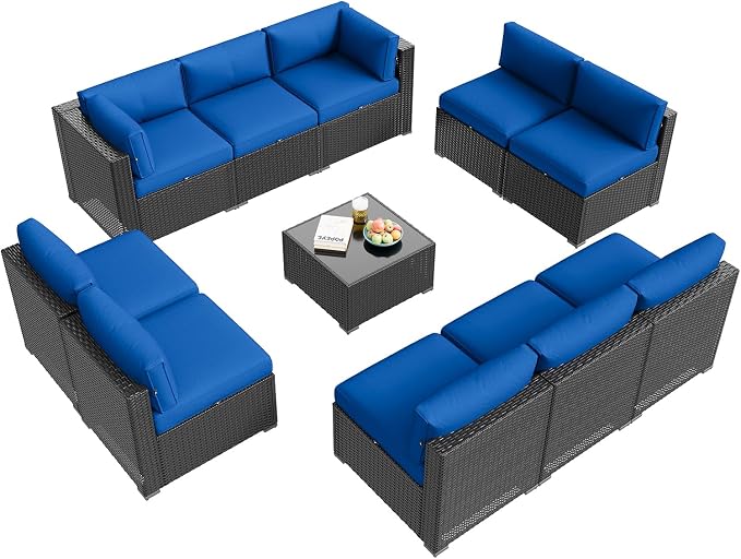 Aoxun Patio Furniture Set, 11 Piece Outdoor Sectional Sofas - Image 9