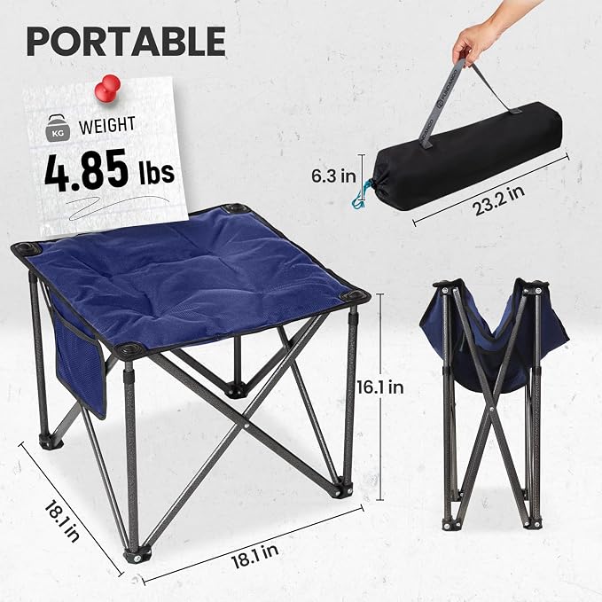 FUNDANGO Folding Camping Stool, 2 Pack 18.1 Inch Oversized Foot Stools 400 Lbs - Image 2