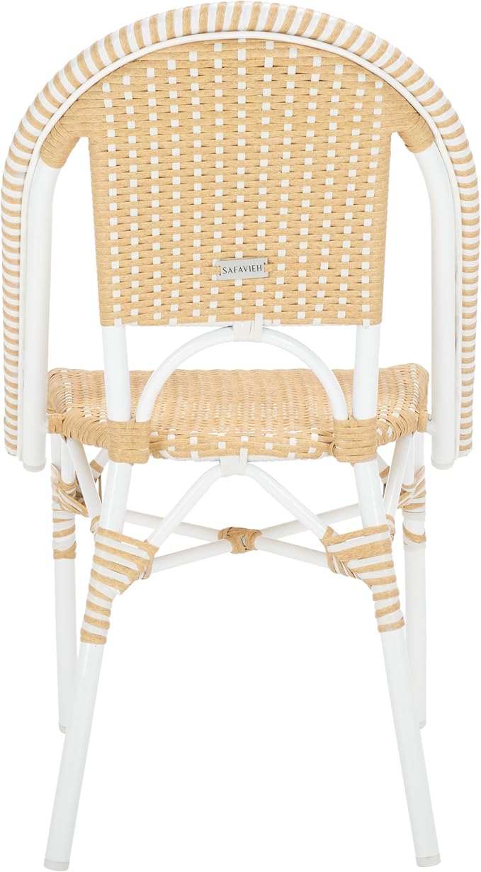SAFAVIEH Outdoor Collection Torino Natural Wash & White Parisian Bistro Chair - Image 5