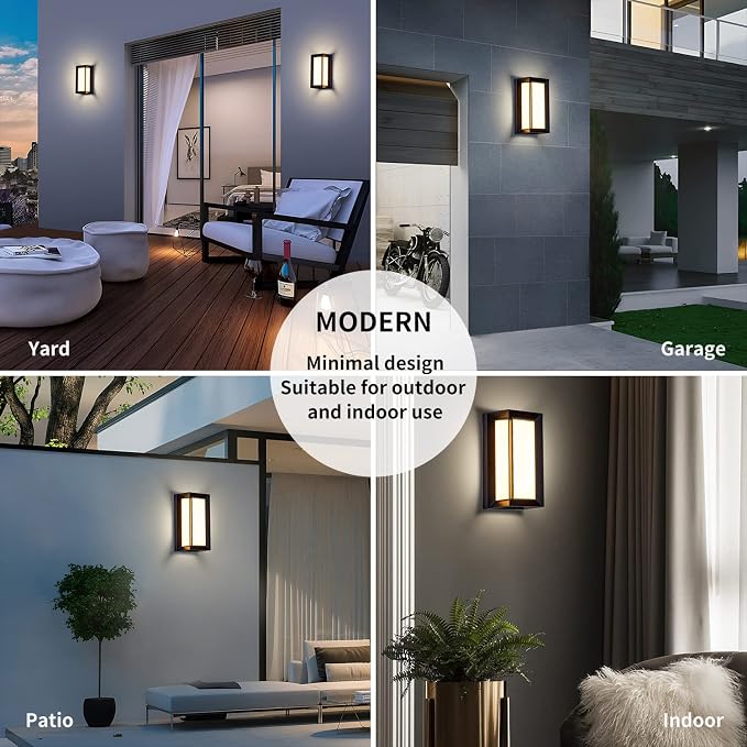 LANFU LED 18W Modern Rectangular Outdoor Wall Sconce 3000K Outside Light - Image 3