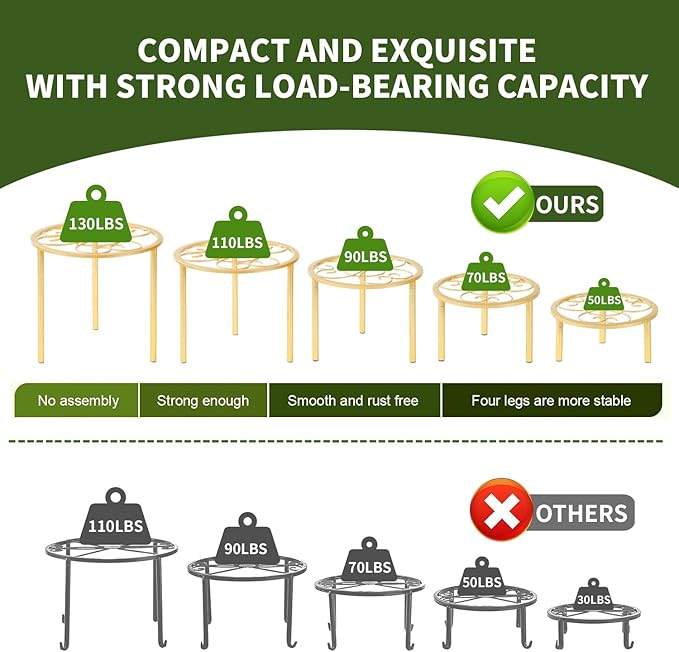 5-piece set of metal plant potted flower racks, heavy-duty flower pot plant - Image 6