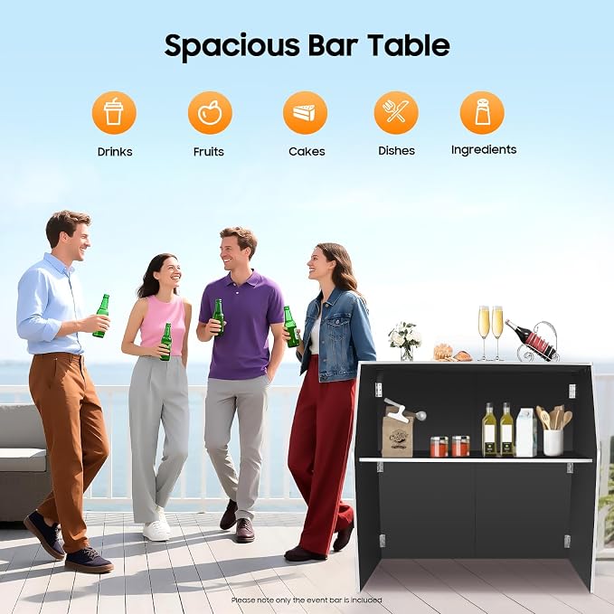 43''*48''*20'' Portable Event Bar, Folding Party Counter Mobile Drink Table - Image 8
