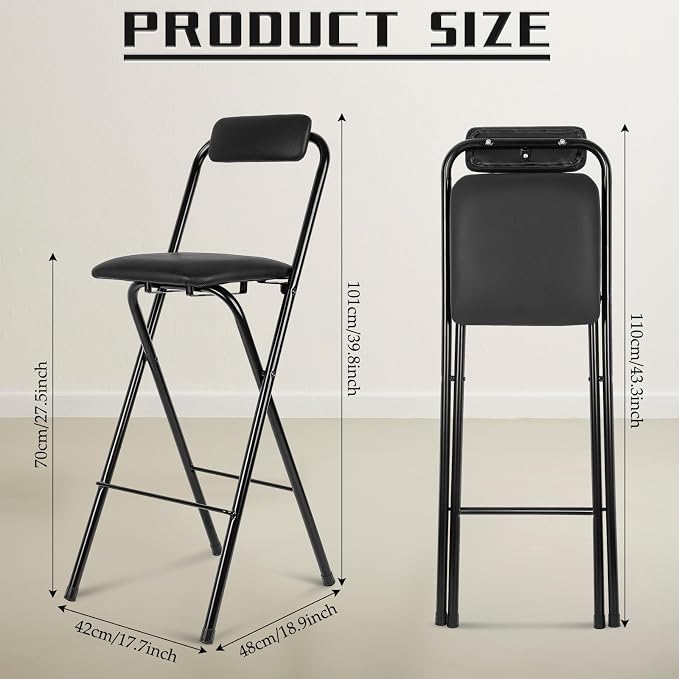 Thyle 2 Pcs Folding Bar Stool - Image 3