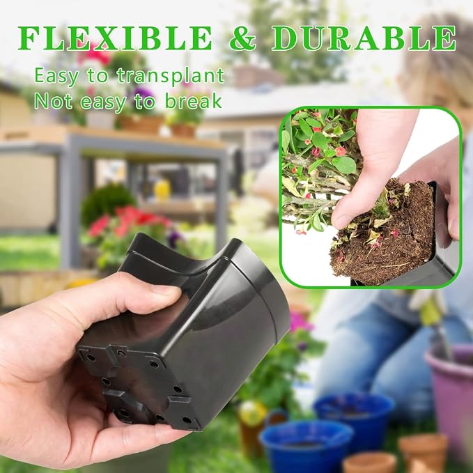 June Fox Square Nursery Pots 3.3 Inches Flexible Plastic Seedling Pots Square - Image 3