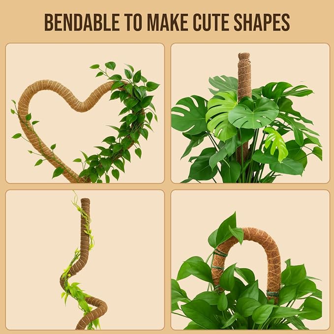 Moss Pole Monstera Plant Support – 2 Pack 28” Bendable Moss Pole Monstera Plant - Image 6